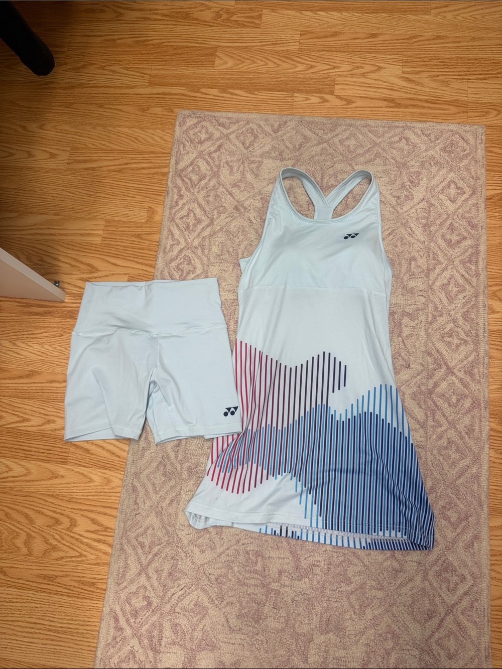 Yonex Light Blue Athletic Tank Dress & Shorts Set with Gradient Stripe Detail